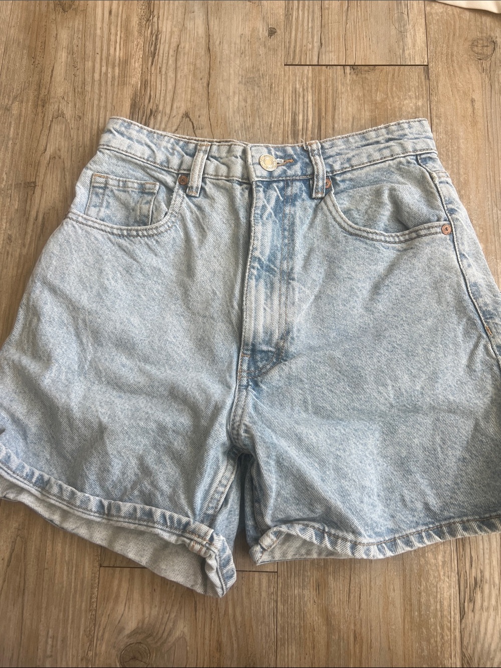Zara Light Blue High-Waist Denim Shorts